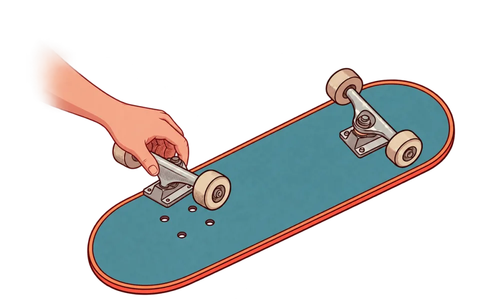 Hand unscrewing the trucks from a skateboard deck